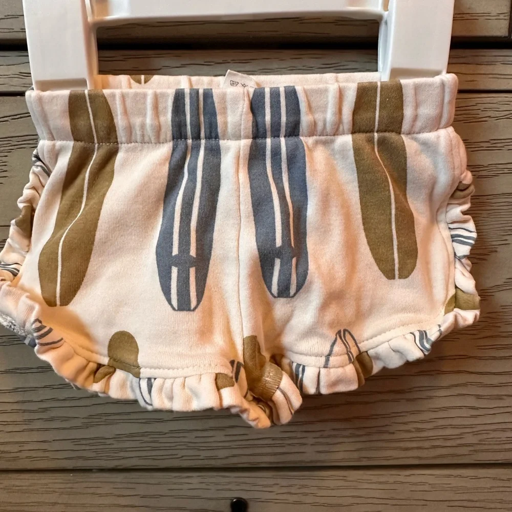 Kate Quinn Cream and Olive Surfboard Printed Shorts